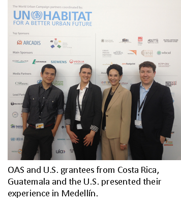 OAS and U.S. grantees from Costa Rica, Guatemala and the U.S. presented their experience in Medellín. 
