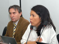 De izquierda a derecha: Judith Schönsteiner, Directora del Centro de Derechos Humanos de la UDP; Favio Varoli, Oficial de Enlace en Chile de ACNUR; Helena Olea, Profesora de la Clínica Jurídica sobre Migrantes y Refugiados de la UDP; Pablo Ceriani, Coordinador del Programa de Migración y Asilo del Centro de Derechos Humanos de la Universidad de Lanús