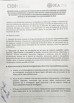 Acuerdo entre la CIDH y el gobierno del Estado Plurinacional de Bolivia
