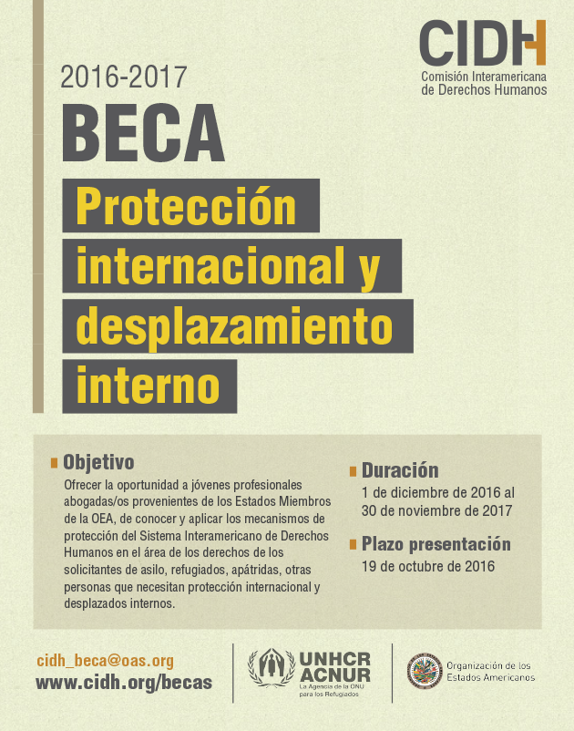 Beca sobre proteccin internacional y desplazamiento interno 2016 