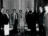Miembros de la CIDH y personal de la Secretaria Ejecutiva junto al Presidente de Guatemala, Efraín Ríos Montt y el ministro de relaciones exteriores de Guatemala. Créditos: Archivo CIDH