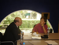 The Rapporteur on the Rights of Indigenous Peoples, José Zalaquett, meeting with the Director of the National Commission for the Development of the Indigenous Peoples of Mexico, Xóchitl Gálvez, on August 31, 2005.