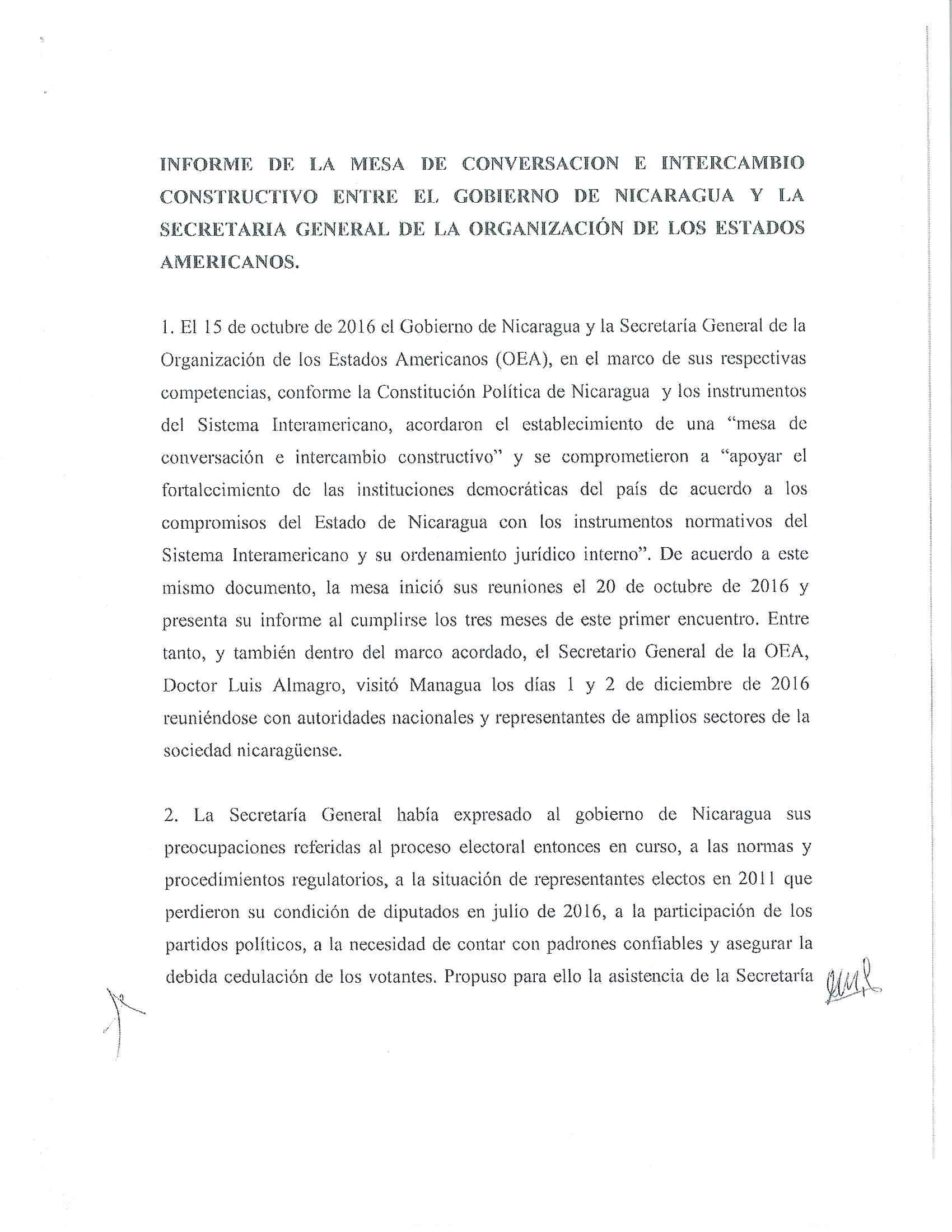 Acuerdo Nicaragua OEA 2017 1/6