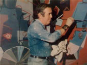 Carlos Páez Vilaró painting the mural