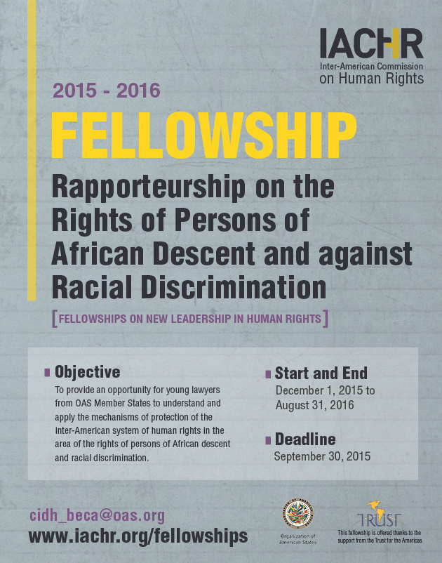 Fellowship for Rapporteurship on the Rights of Persons of African Descent and against Racial Discrimination