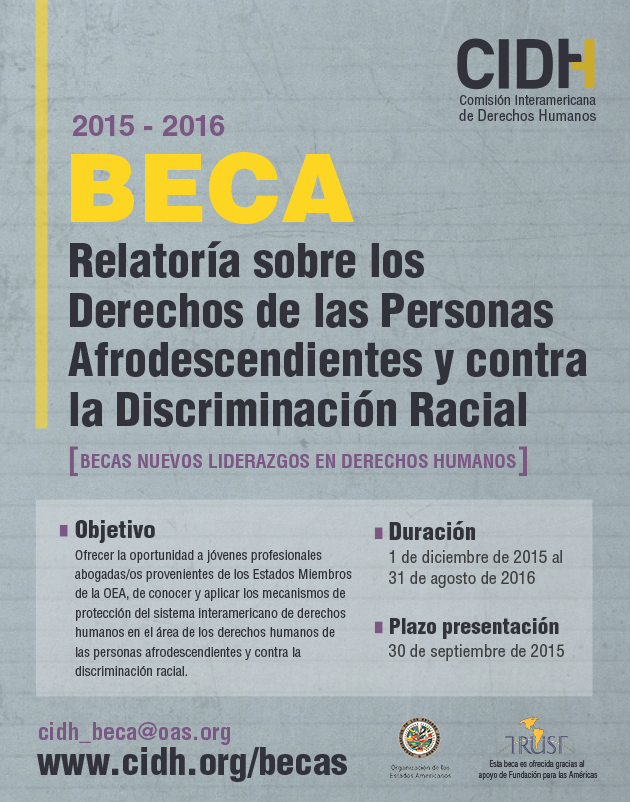 Beca para la Relatoría sobre los Derechos de las Personas Afrodescendientes y contra la Discriminación Racial