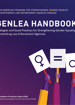 Cover of the Report on a purple background, with the drawing of three hands holding three signs: the icon of woman on the left, the equal sign, and icon of man on the right.