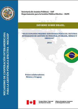 Portada, logo OEA, bandera de Brasil, logo de Canadá como donante, título, 2014