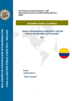 Logo OEA, título de la publicación, bandera de Colombia, logo Canadá como donante