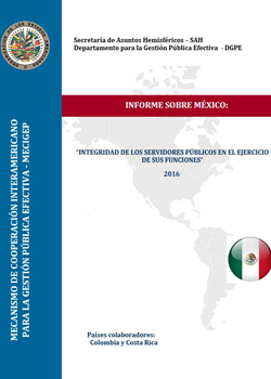 OAS logo, flag of Mexico, title of report