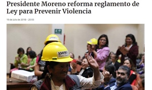 Andes: Presidente Moreno Reforma Reglamento de Ley para Prevenir Violencia