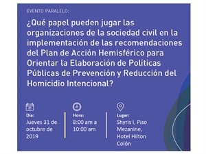 Evento paralelo de MISPA reunirá entidades de la sociedad civil para debater la prevención de los homicidios intencionales