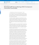 World Bank/IMF Spring Meetings 2020: Development Committee Communiqué