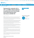Declaración conjunta de la UIT y la OMS: Desencadenar el potencial de la tecnología de la información para derrotar la COVID-19