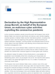 Declaration by the High Representative Josep Borrell, on behalf of the European Union, on malicious cyber activities exploiting the coronavirus pandemic