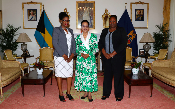 The OAS Bahamas' Country Representative Ms. Phyllis Baron, along with Mrs. Ambika Rahming-Cooper, Admin Tech paid a Courtesy Call on Governor General, Her Excellency the Most Hon. Dame Marguerite Pindling at Government House on Tuesday, February 5, 2019.(February 5, 2019)
