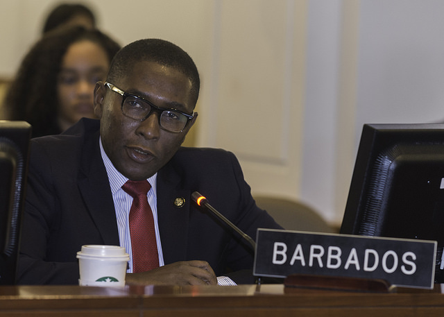 Ambassador Mr. Selwin Hart, Permanent Representative of Barbados to the OAS at the Regular meeting of the Permanent Council in Washington D.C, September 12, 2017(October 20, 2017)