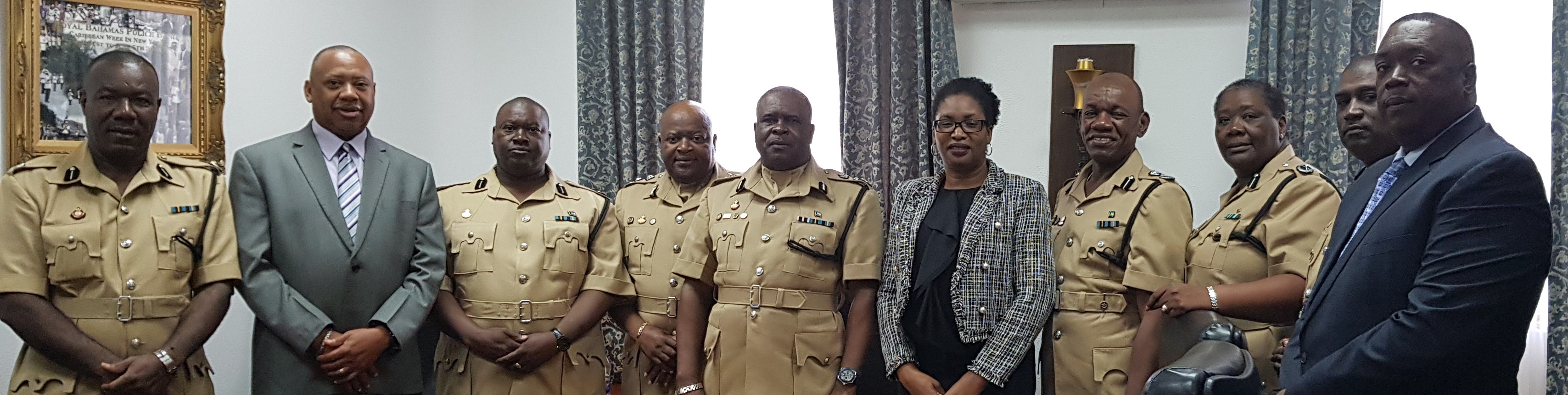 The OAS Bahamas' Country Representative Ms. Phyllis Baron paid a Courtesy Call on The Royal Bahamas Police Force Commissioner of Police Mr. Anthony Ferguson and his executive team at the RBPF Headquarter on Tuesday, March 12, 2019(March 12, 2019)