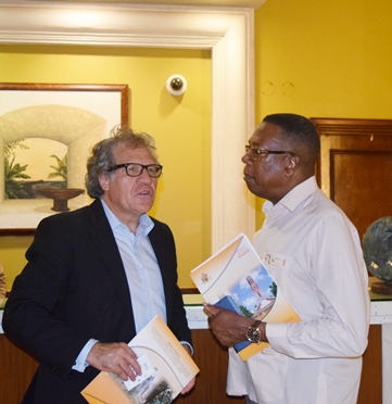 Mr. Francis McBarnette, OAS Barbados Representative, meet with  the Secretary General of the OAS H.E. Luis Almagro at the Hilton Barbados, on his  two day visit to Barbados.(September 18, 2017)
