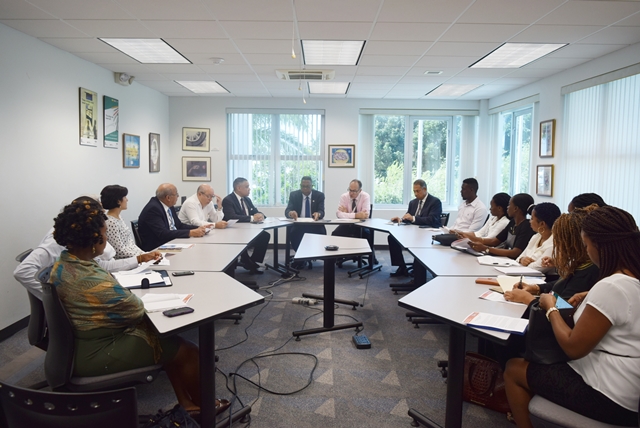 Discussion at the United Nation House Barbados, on Grenada General Election, from left to right Mr. Francis McBarnette, OAS Representative Barbados, Mr. Steven O'Malley UN Resident Representative Barbados March 22, 2018(March 22, 2018)