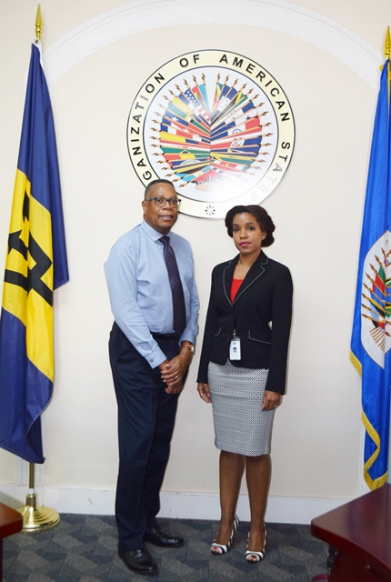 On October 25, 2018, Dr. Marielle Barrow-Maignan, Coordinator of the Cultural  and Creative Industries Innovative Fund  at the Caribbean Development Bank (CDB) visited the OAS Barbados Office to meet with the Country Representative, Francis A. McBarnette, and to inform on the objectives of the Fund established by the CDB.(October 25, 2018)