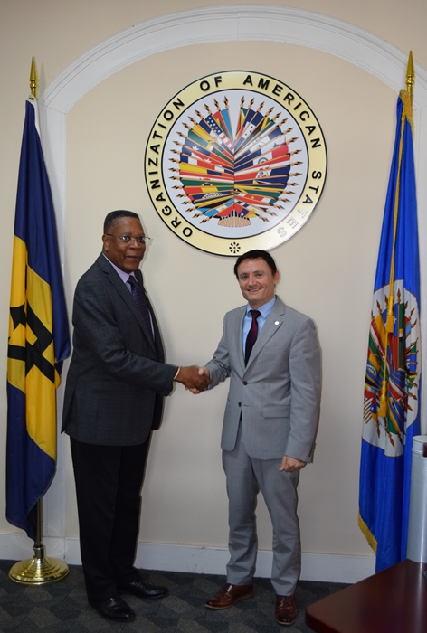 New Resident Coordinator of the United Nations, Didier Trebucq, pays a courtesy call on the OAS Representative.(February 14, 2019)