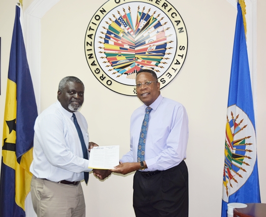 The Executive Director of CARICAD,  Mr. Devon Rowe paid a courtesy call on OAS Representative  Mr. Francis McBarnette in Barbados on the Sept 19, 2016(September 19, 2016)