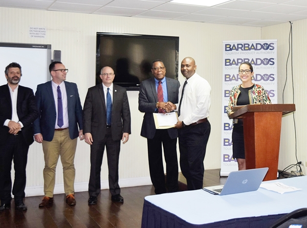 The awarding of certificates by OAS Representative Mr. Francis McBarnette, at the OAS CICTE Tourism Security Workshop at the Barbados Defence Force (BDF) headquarters June 30 2017(June 30, 2017)