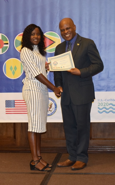 Presentation of Certificates by the  Hon. Edmund Hinkson, MP. Minister of Home Affairs at the Closing of the  first Caribbean Youth Forum on Drug Use Prevention, at the Hilton Barbados, Oct 21, 2019