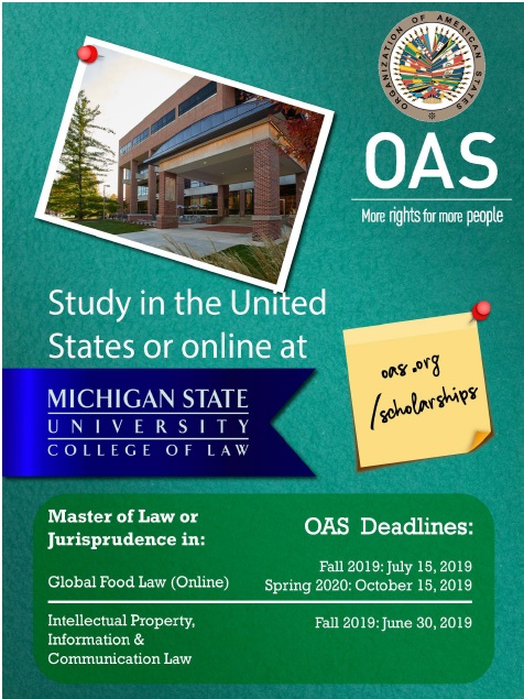 Beca para Maestría en Michigan State University College of Law(15 de julio de 2019)