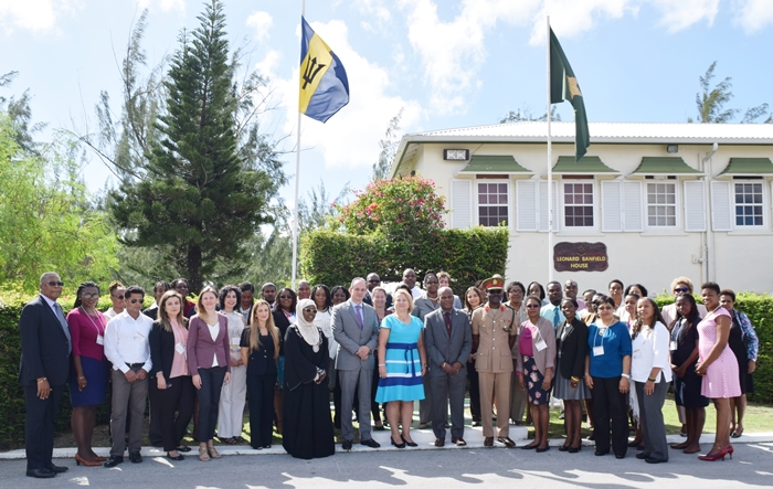 Group photo of the participants at the  National workshop on gender equality in counter-drug enforcement agencies GENLEA/OAS CICAD, at the Barbados Defence Force, St. Ann's Fort the Garrison(December 11, 2018)