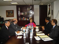 The IACHR delegation meets with María del Refugio González Domínguez, Deputy Secretary of Multilateral Affairs and Human Rights of Mexico's Secretariat of Foreign Affairs; Juan José Gomez Camacho, Director of Human Rights; and José Guevara, Deputy Director of Human Rights